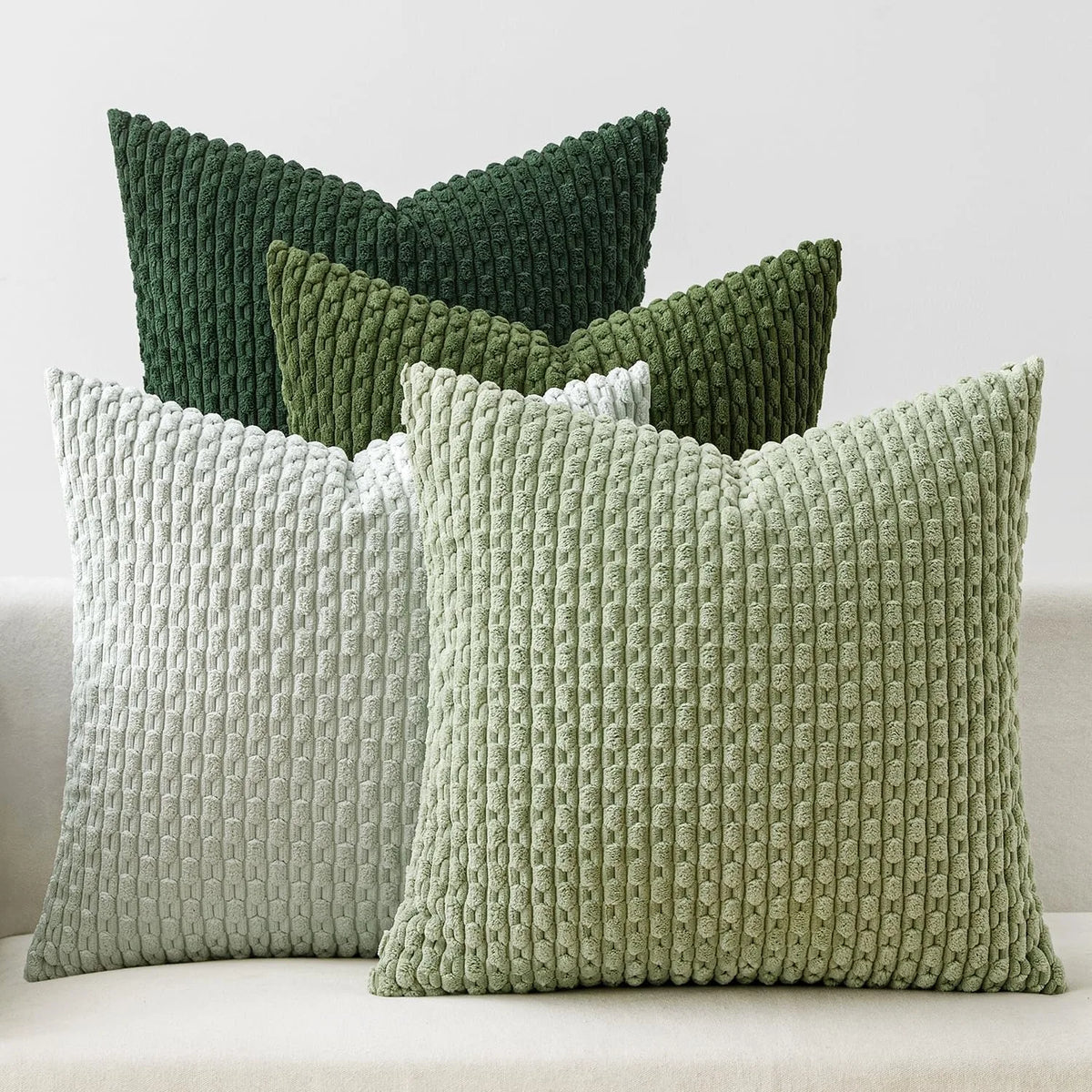 Funda de cojín de pana verde